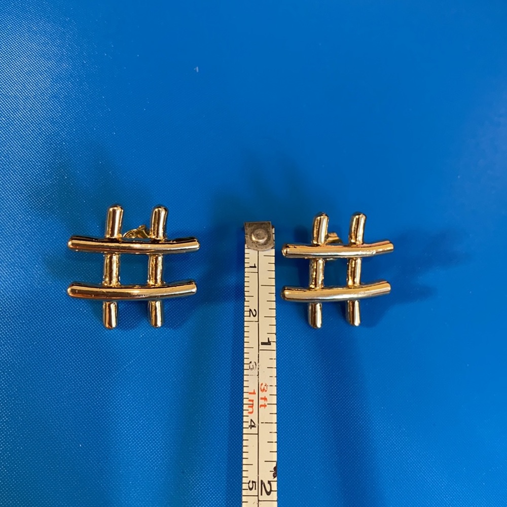Gold plated stud Hashtag stud earrings
